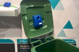 Sensor en un contenedor de recogida de residuos