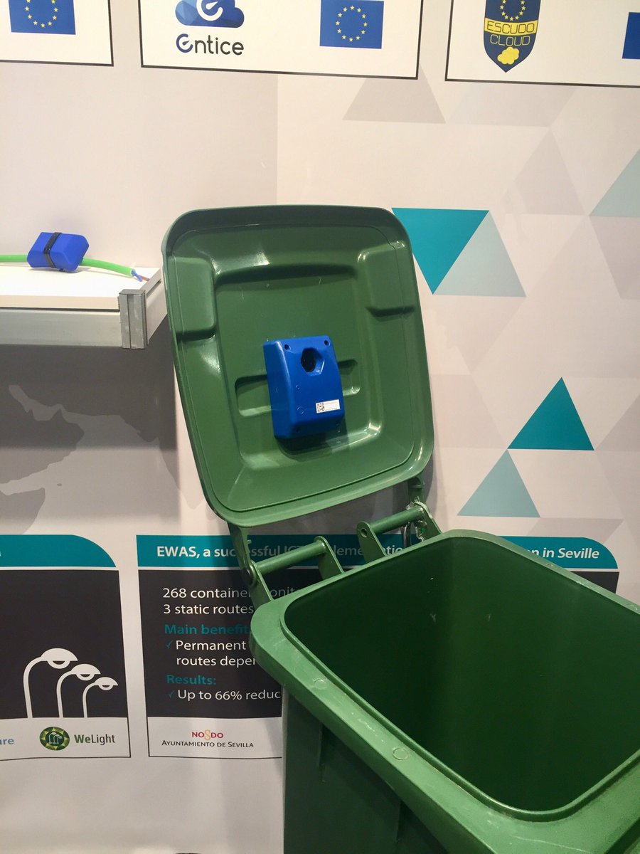 Sensor en un contenedor de recogida de residuos