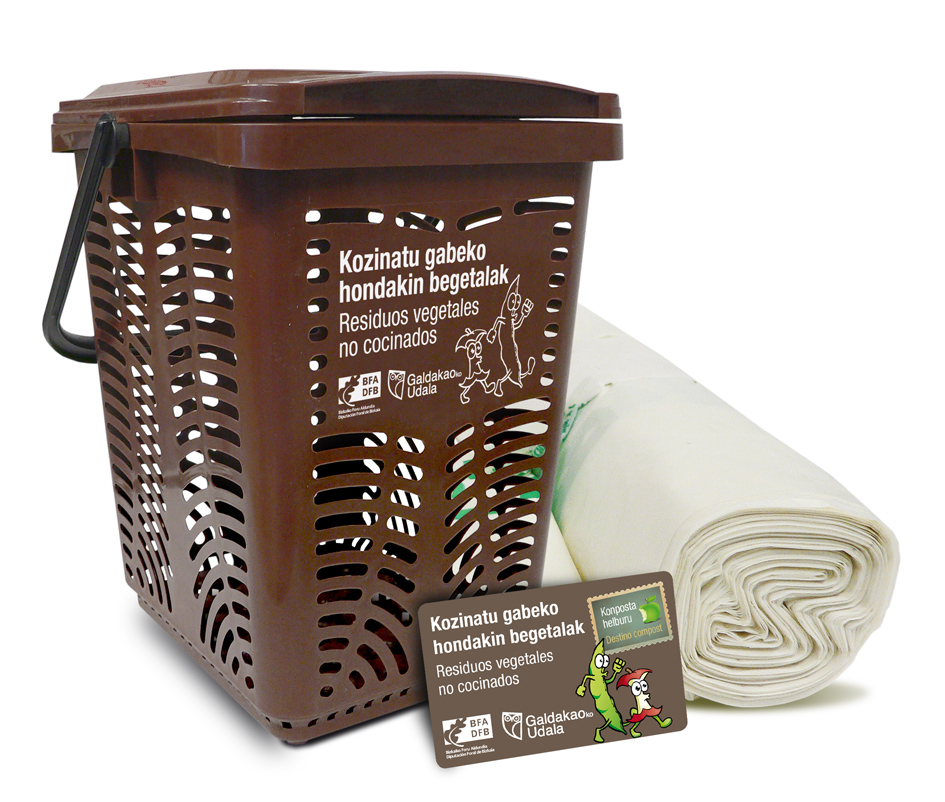 cubo aireado, bolsa, compostable